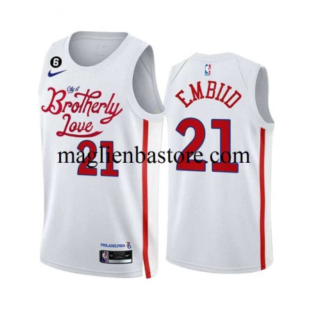 Maglia NBA Philadelphia 76ers JOEL EMBIID 21 Nike 2022-2023 City Edition Bianco Swingman - Uomo